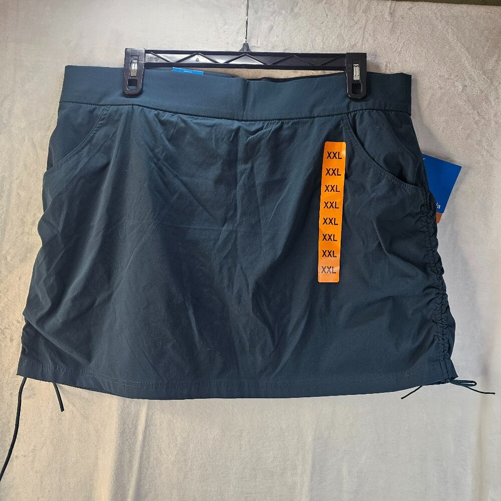 Columbia Omni Shade Women Active Skort Green Ruche Pull On Size XXL Side Pockets